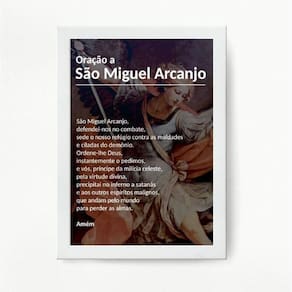 Quadro Oração São Miguel Arcanjo 45x34cm - Madeira Preta
