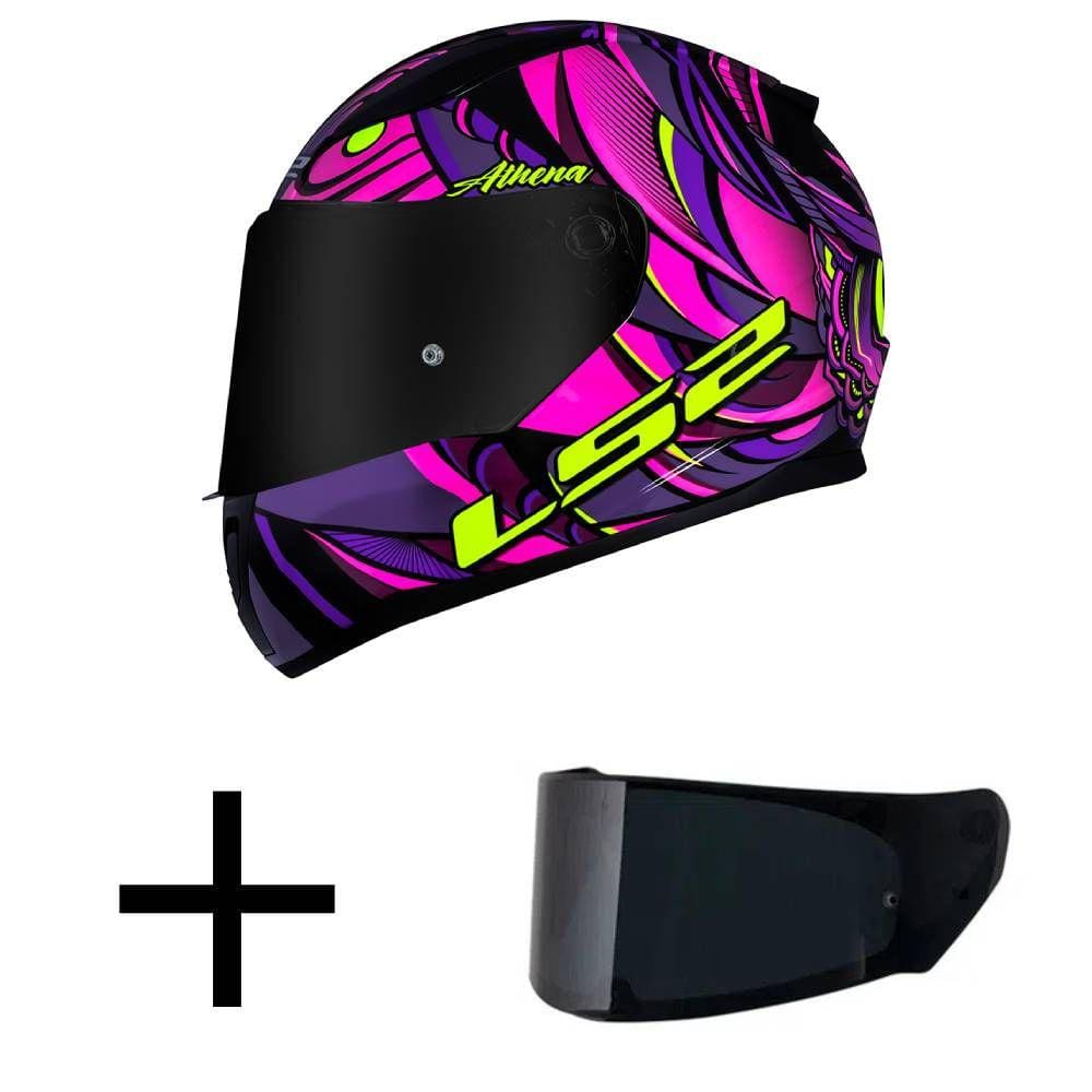 Capacete LS2 FF353 Rapid Athenas Roxo e Rosa Mais Viseira Fumê