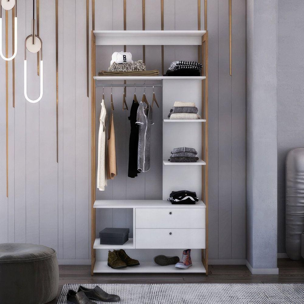 Closet Cali 2 Gavetas Branco/Aveiro