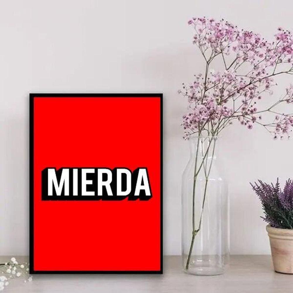 Quadro Decorativo Humor Mierda 24x18cm - Vidro