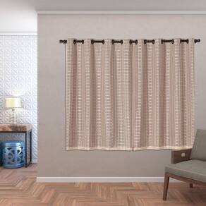 Cortina Blackout Pvc Com Tecido Voil Xadrez 2,80 M X 1,60 M - Avelã