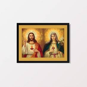 Quadro Jesus e Maria 33x24cm - Moldura Branca
