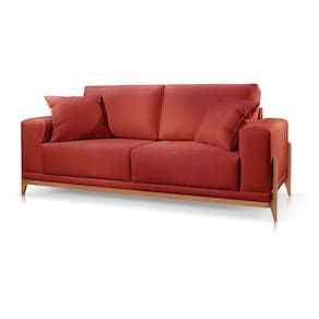 Sofá 3 Lugares Fixo Living Bellagio Veludo Vermelho 05 2,10m
