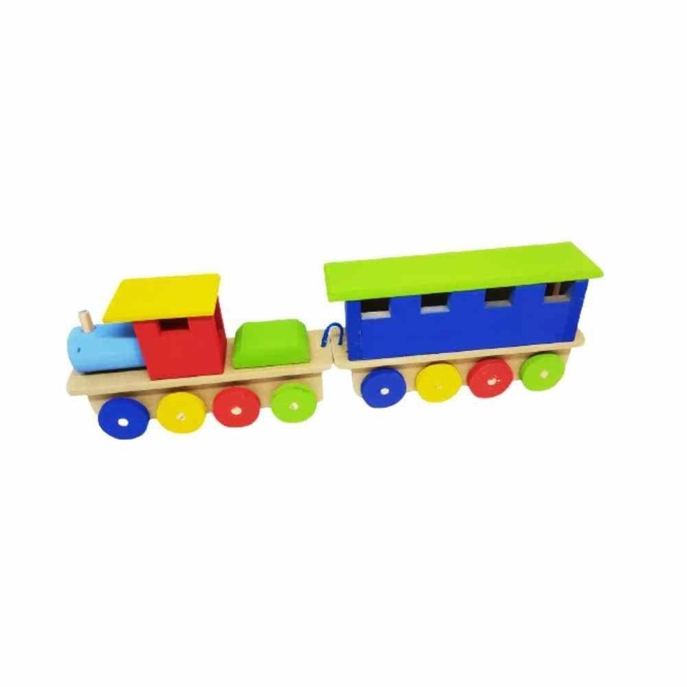 Trenzinho Com 1 Vagão - Madeira - Tam. M - Marcio Artesanatos