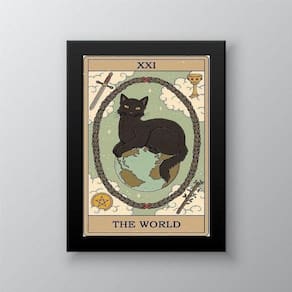 Quadro Decorativo Mundo Gato 24x18cm - Com Vidro
