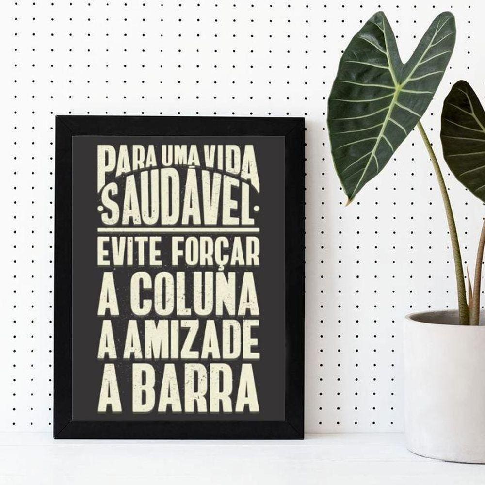 Quadro para vida saudável 24x18cm - Madeira branca