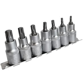 Kit 7 Soquetes Bits Torx 1/2 Pol T20 A T55 Cr-V Profissional