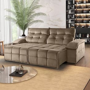 Sofá Retrátil e Reclinável 210cm 2 Lugares M122 Café com Leite