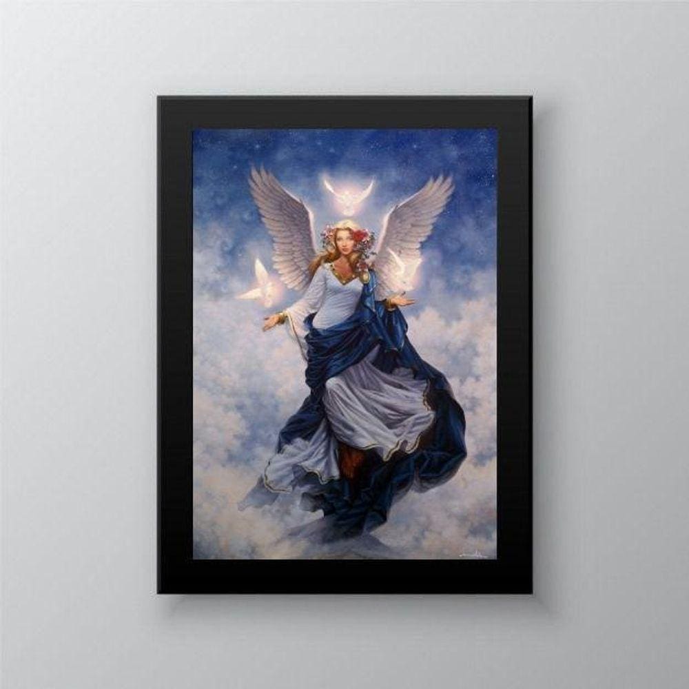 Quadro decorativo Arcanjo Haniel 24x18cm - com vidro