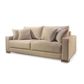 Sofá 3 Lugares Fixo Living Hotello Suede Bege Medio 2,00m