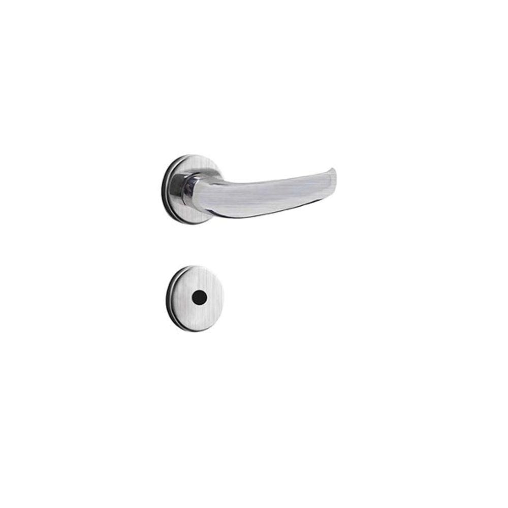 Fechadura Para Porta De Banheiro Cromo Acetinado 40Mm Com Roseta Mz920 Design Papaiz