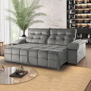Sofá Retrátil e Reclinável 250cm 2 Lugares M122 Cinza Escuro