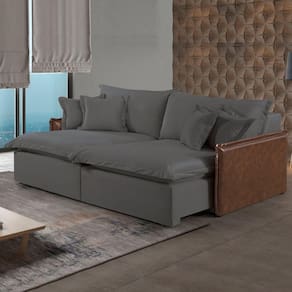 Sofá 2 Lugares Retratil 174cm M160 Linho/Cinza Escuro