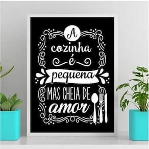Quadro decorativo para cozinha 24x18cm - Madeira Branca