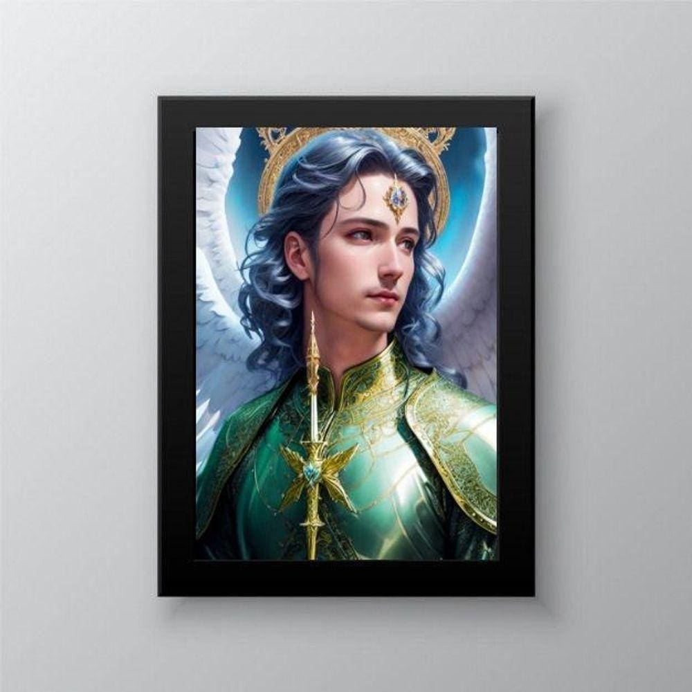 Quadro decorativo Arcanjo Rafael 24x18cm - Vidro