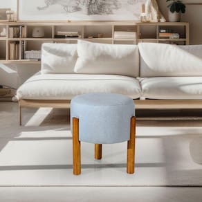 Puff Decoração Sala Pés Madeira Cinza - Rede Móveis