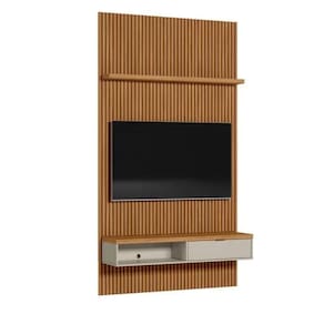Painel Ripado Modular 1 Nicho 1 Prateleira 1.40m Linea Brasil Nature/Off White