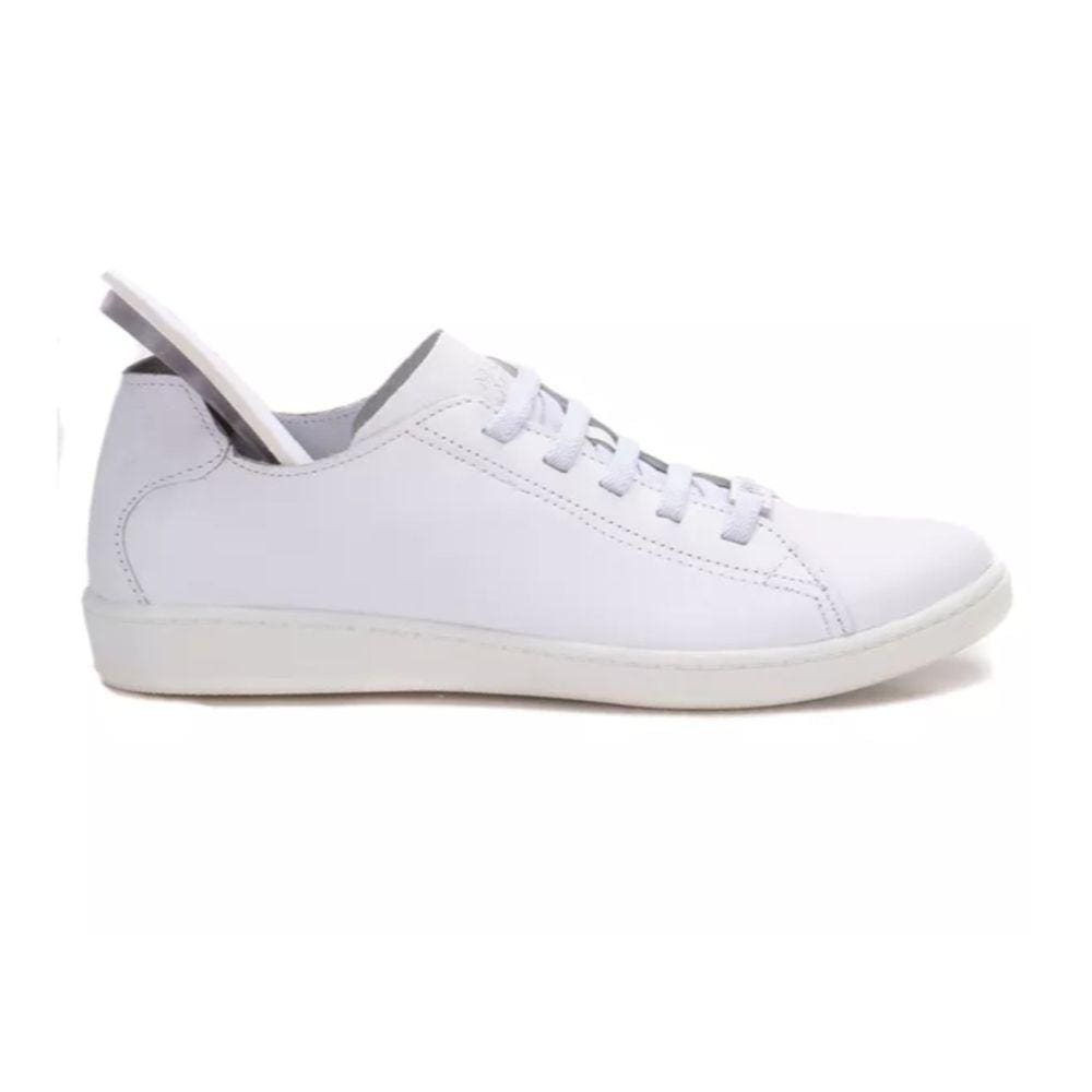 Tênis Feminino Casual em Couro Branco Marina Mello