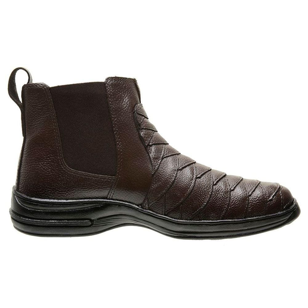 Botina Masculina Confort Escamada Cafe