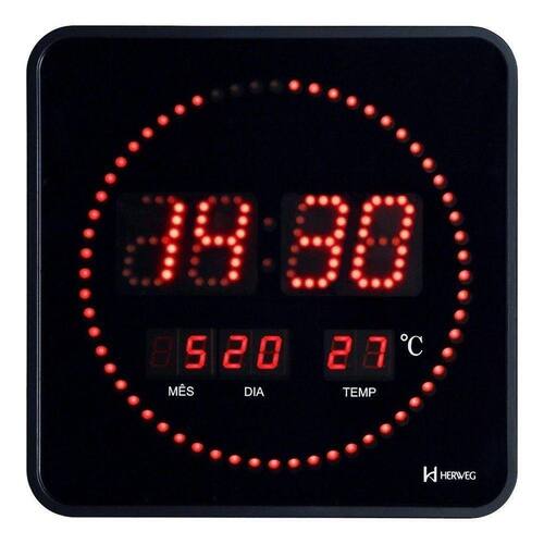 Relógio Parede Digital Herweg Termômetro 6499 Bivolt