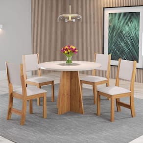Conjunto De Mesa Redonda Com 4 Cadeiras Mel