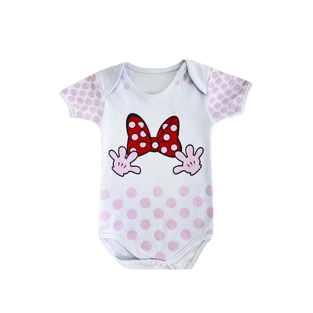 Body Infantil Menina Laço Minnie Branco - Bebê Brincalhão