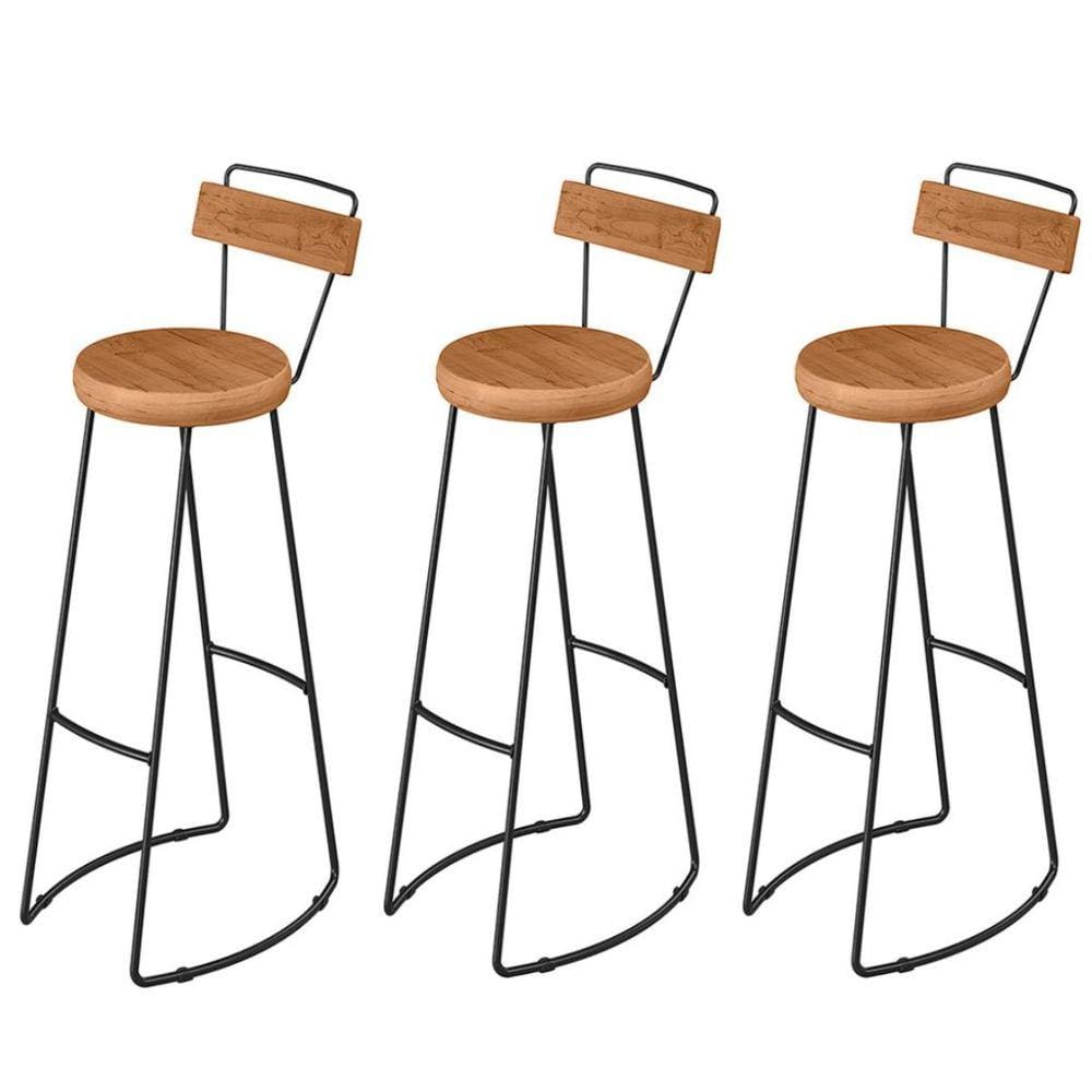 Kit 3 Banquetas Alta Com Encosto Para Aérea Gourmet Aurora