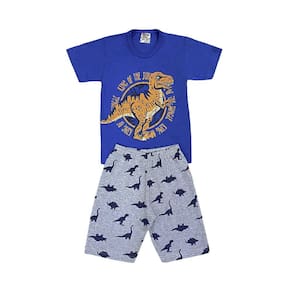 Conjunto Infantil Menino Camiseta Dinos Rex e Bermuda Moletinho - Pituki