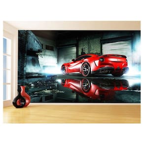Papel De Parede Carro Ferrari Vermelha Garage 3,5M Car105
