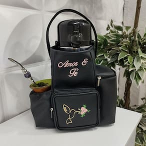 Mateira Personalizada Amor e Fé para Levar Chimarrão Cor Preta - Coutre Bolsas