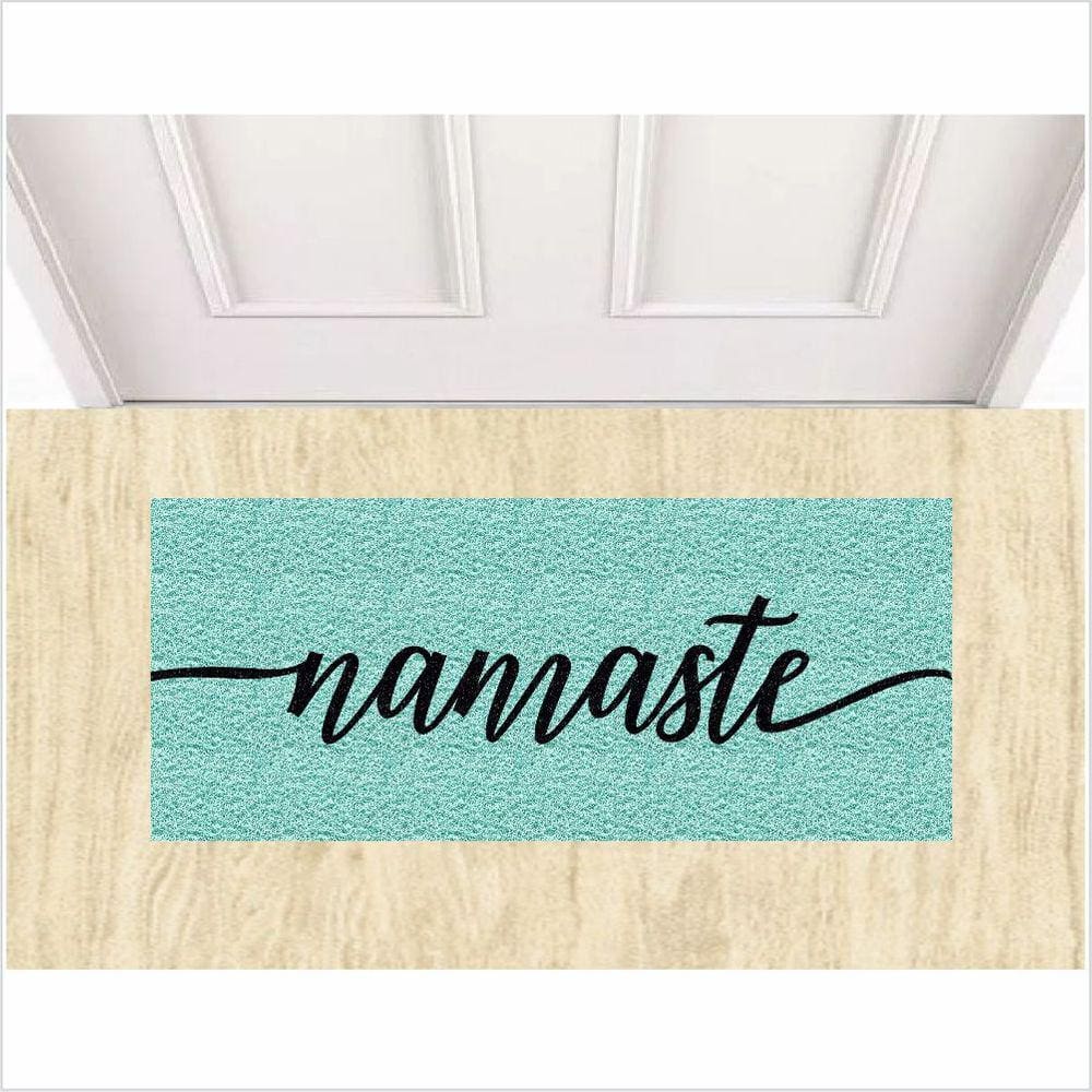 Tapete Para Porta Namaste, Cor Verde Pscina.