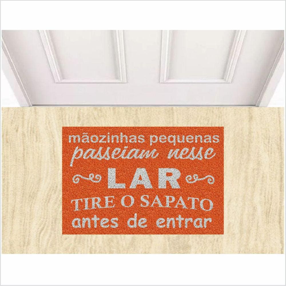 Tapete Capacho Lar Doce Lar Cor Laranja.