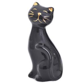 Escultura Gatinho Enfeite Decoração Casa Sala Escritório Cerâmica Pequeno Preto Hale DEE02011