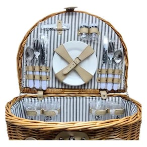 Conjunto De Piquenique Com Cesta - 24 Peças - Importado