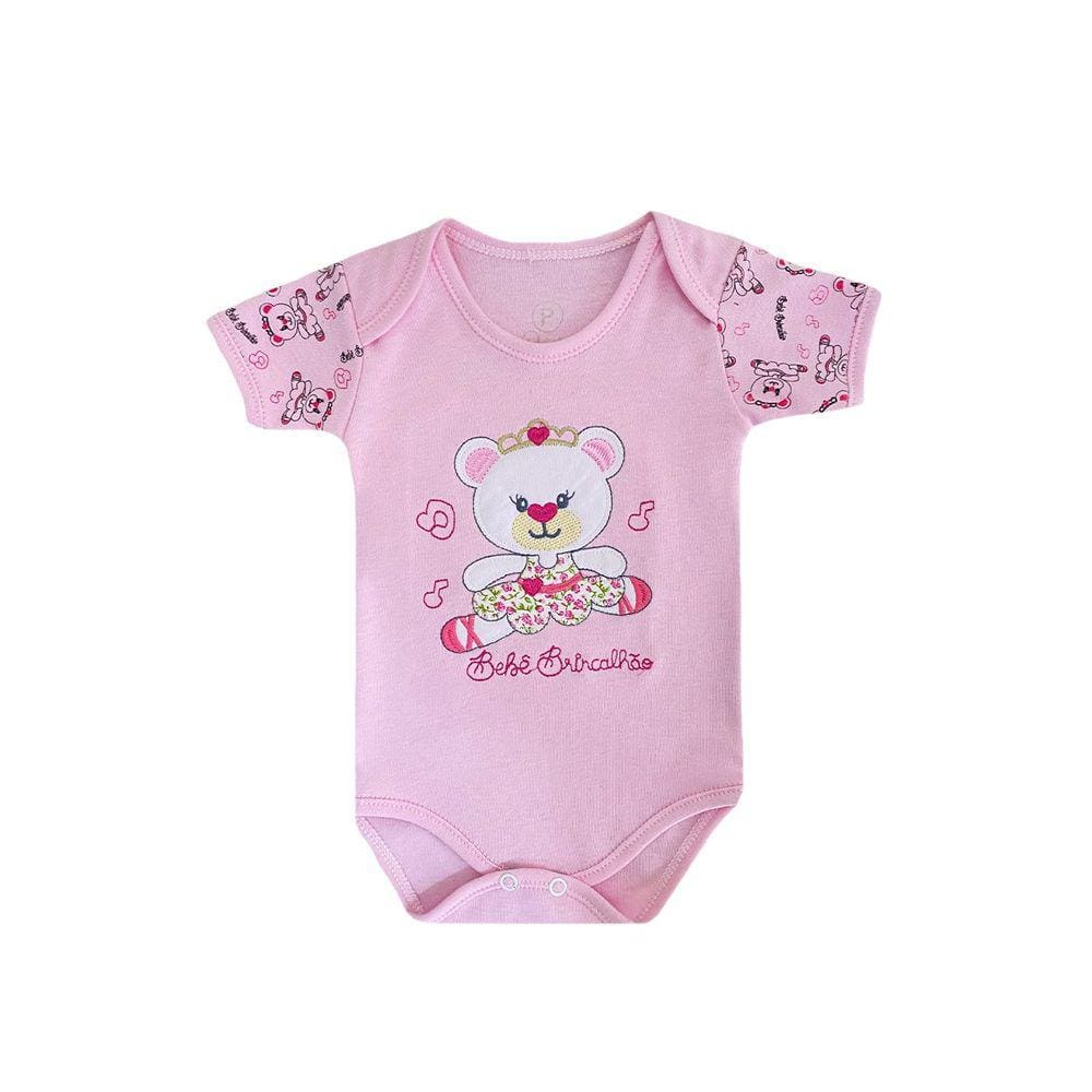 Body Infantil Menina Bailarina com Coroa Rosa Claro - Bebê Brincalhão