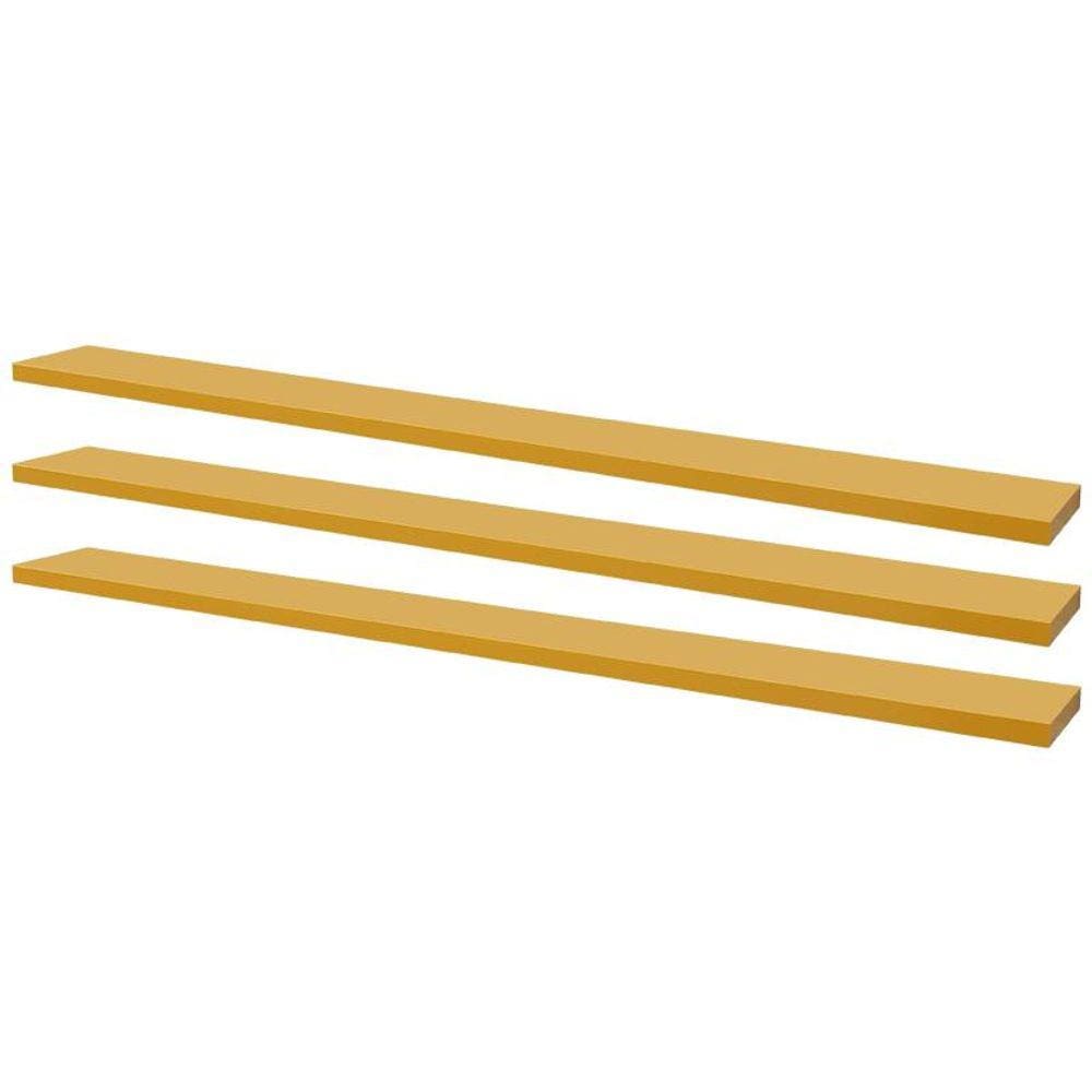 Kit 3 Prateleiras 90 x 15cm Amarela Suporte Invisível