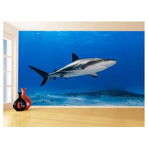 Papel De Parede 3D Fundo Do Mar Tubarão Branco 3,5M Fm119