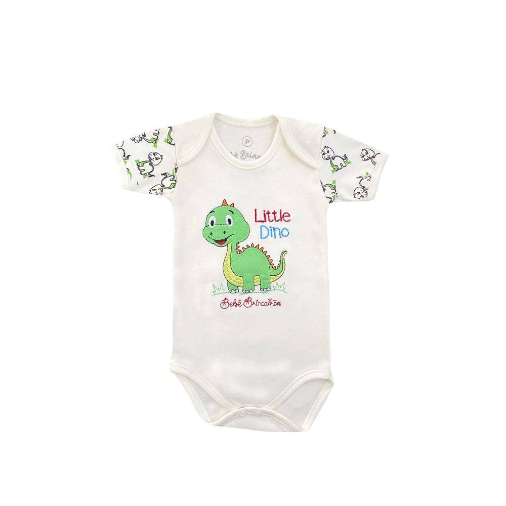Body Infantil Menino Little Dino Off White - Bebê Brincalhão