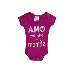 Body Infantil Menina Amo Colinho da Mamãe Rosa Pink - +1bb