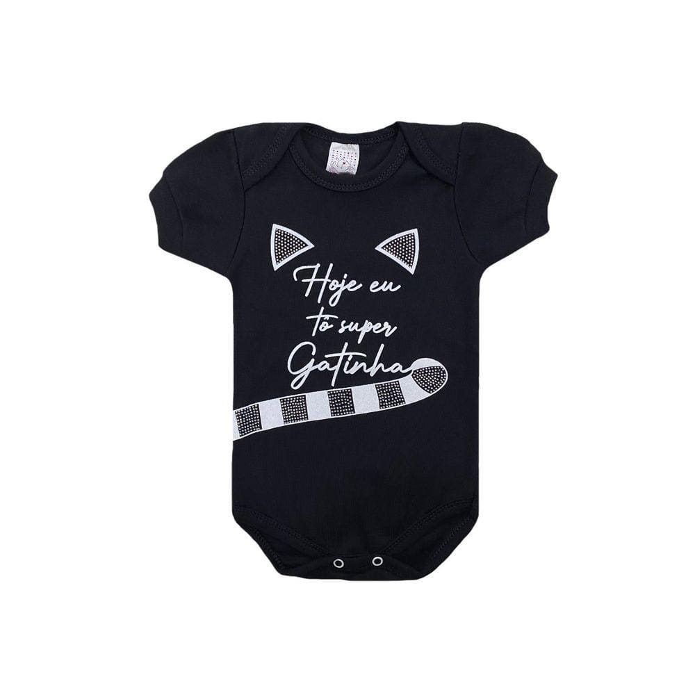 Body Infantil Menina Hoje Eu Tô Super Gatinha Preto - Petutinha