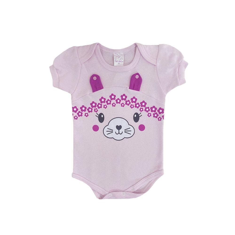 Body Infantil Menina Coelho Rosa Claro - Petutinha