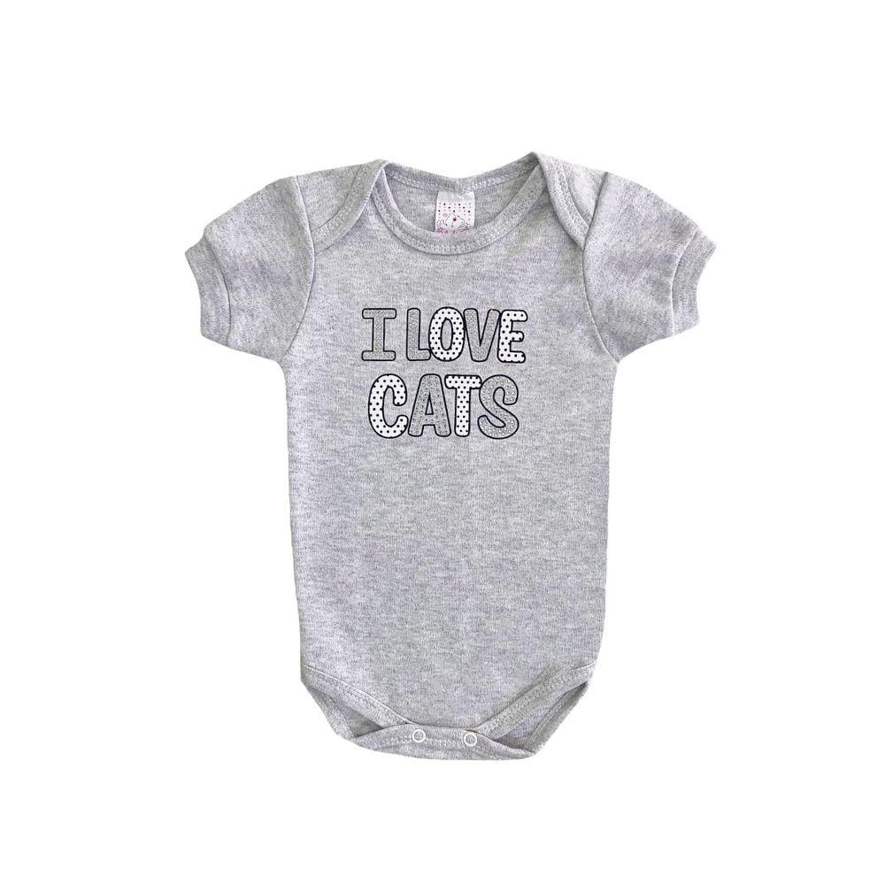 Body Infantil Menina I Love Cats Mescla - Petutinha