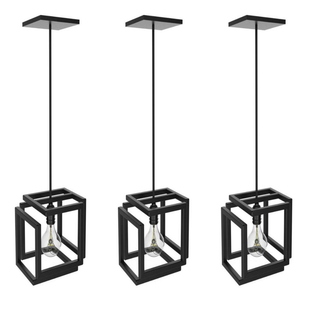 Kit 3 Pendentes Luminárias Infinity Industrial Preto