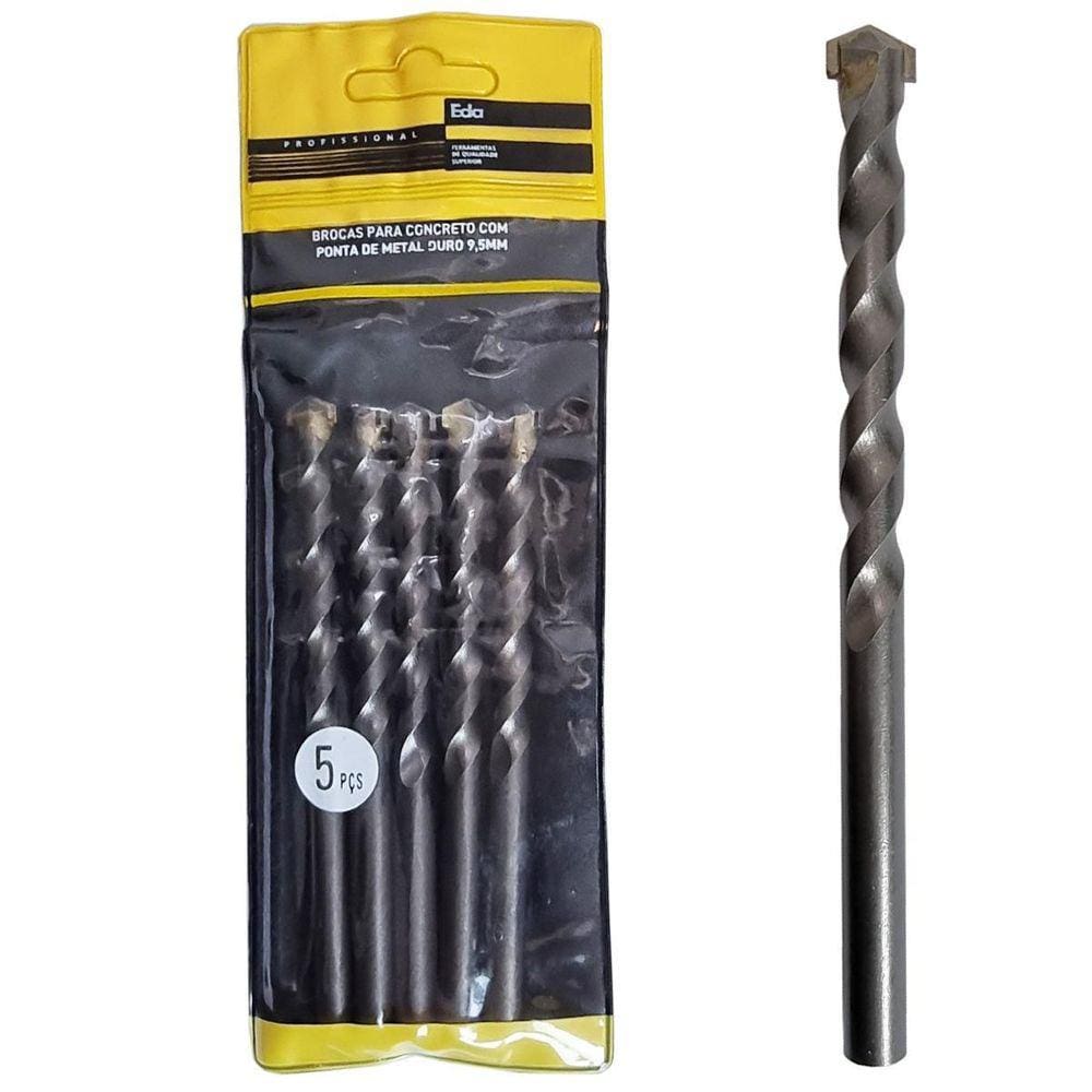 Brocas Concreto 9.5mm Vídea Metal Duro - Kit 5 Unid.