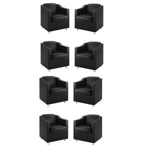 Kit 8 Poltronas Para Recepção Clínica Dentista ? Preto
