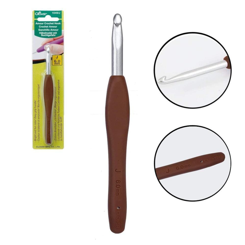 Agulha para Crochê Clover Amour 6.0mm Marrom 14cm