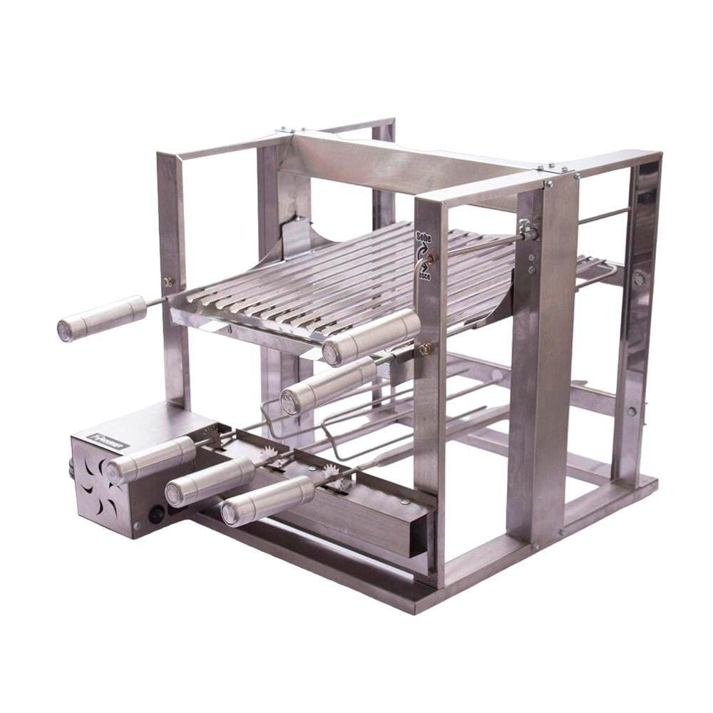 Churrasqueira Elevatória Fast Gourmet com Kit Giratório Elétrico, 3 Espetos e Grelha Parrilha EGKG03