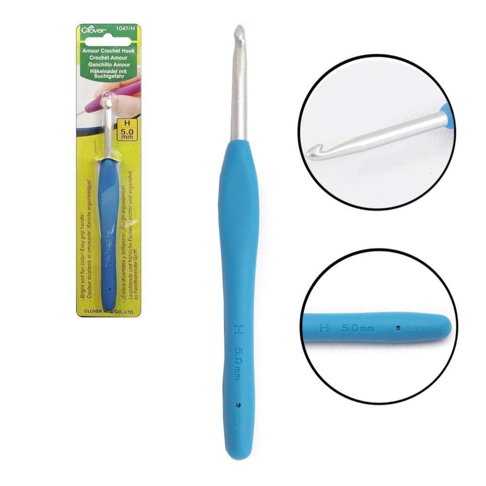 Agulha para Crochê Clover Amour 5.0mm Azul 14cm