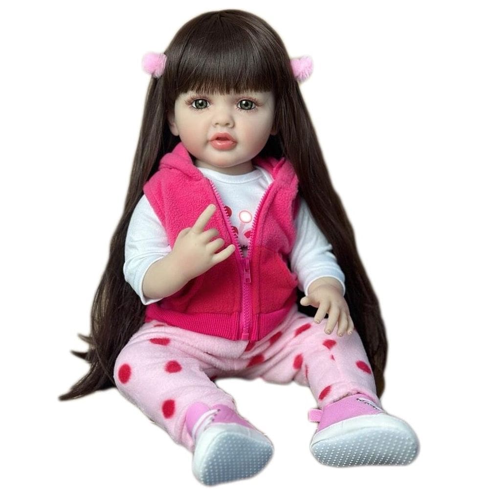 Boneca bebe reborn 100 de silicone 55 cm