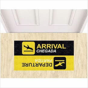 Tapete Arrival Departure Amarelo E Preto. 80X40
